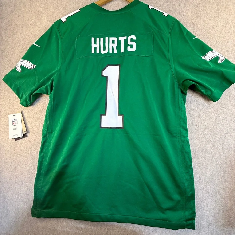 NWT Nike NFL Philadelphia Eagles Jalen Hurts #1 Kelly Green Throwback Jersey  L